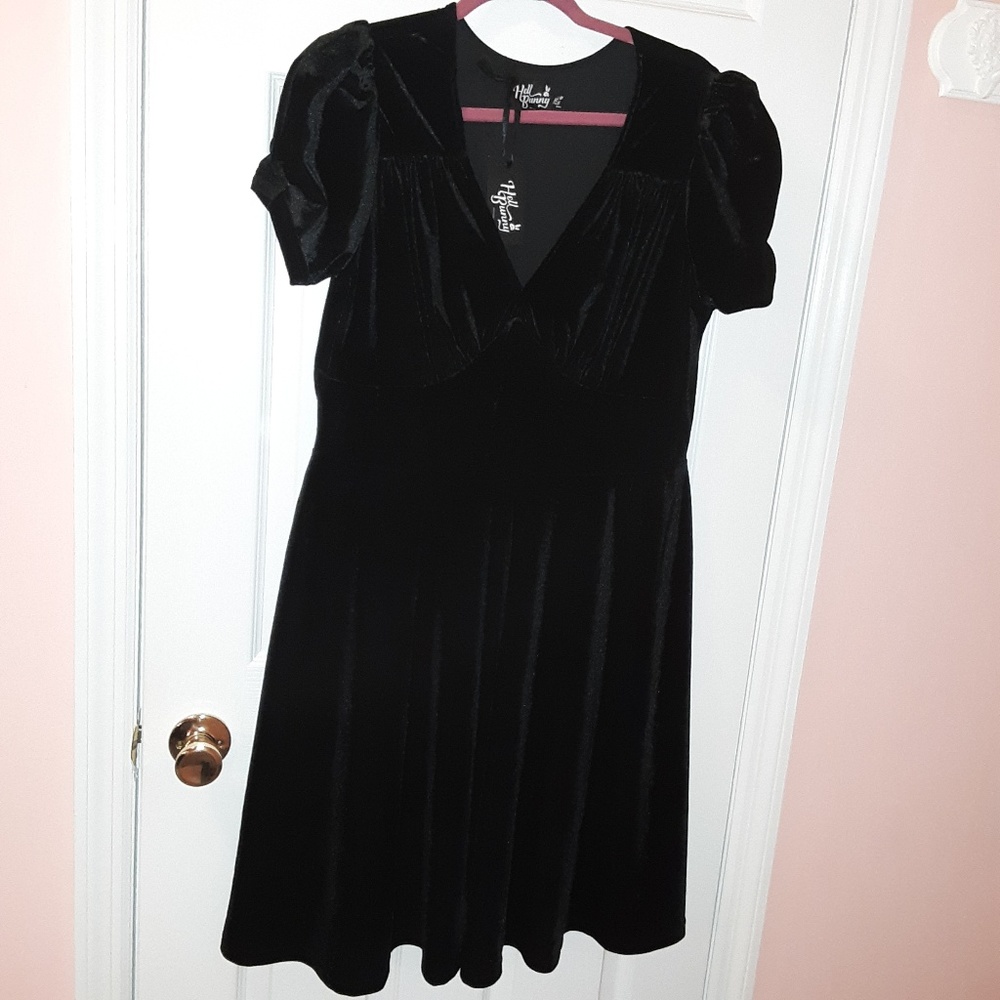 Cute Black Velvet Hell Bunny Joanne dress - 2X